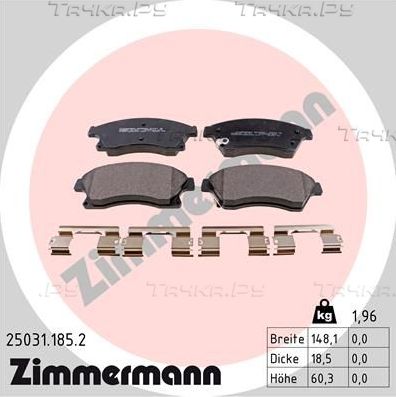 Тормозные колодки Zimmermann передние для Chevrolet Aveo II 2011-2015. Артикул 25031.185.2