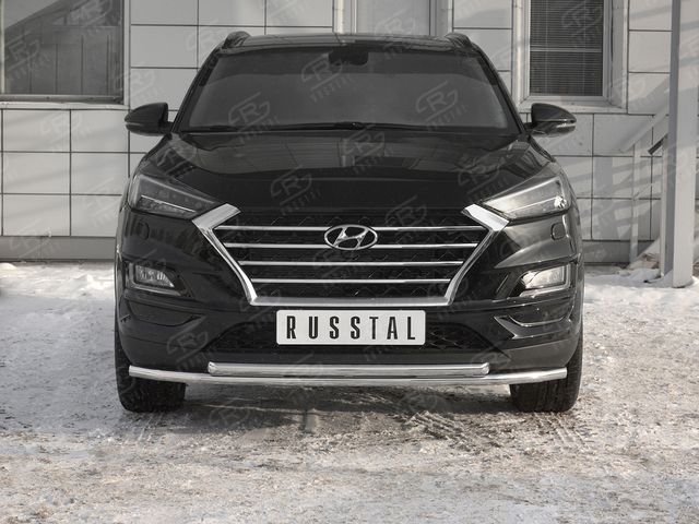 Защита RusStal переднего бампера d42 секции-d42 дуга для Hyundai Tucson III рестайлинг 2018-2026. Артикул HTZ-003094