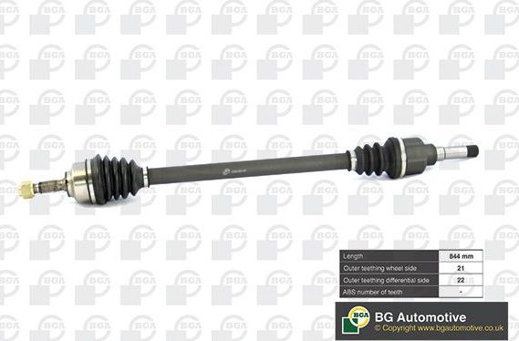 Полуось (привод в сборе, приводной вал) BGA передняя правая для Peugeot 1007 2005-2009. Артикул DS1420R