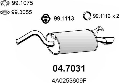 Глушитель (задняя часть) Asso для Audi A6 I (C4) 1994-1997. Артикул 04.7031