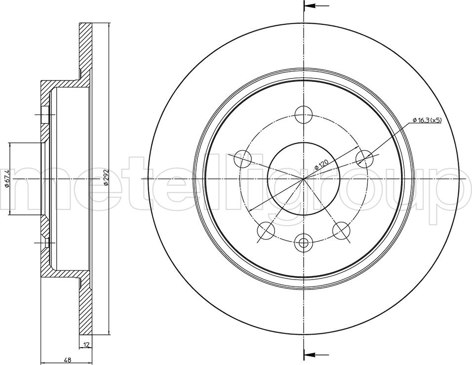 Тормозной диск Metelli. Артикул 23-1008C