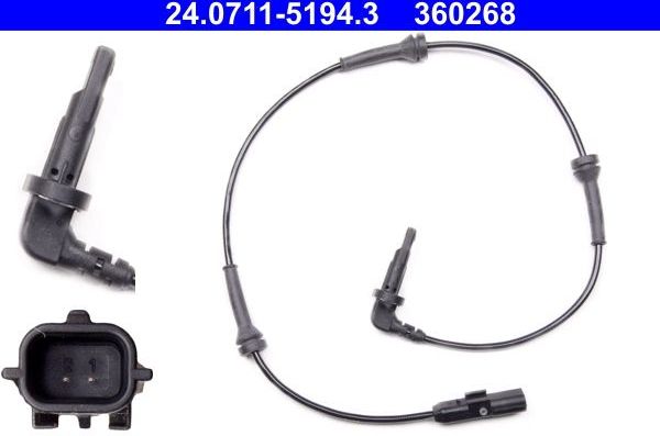 Датчик ABS ATE передний левый для Renault Laguna III 2007-2015. Артикул 24.0711-5194.3