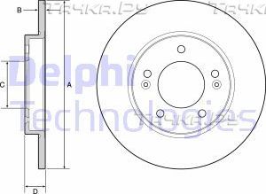 Тормозной диск Delphi задний для Hyundai i30 III 2016-2026. Артикул BG4949C