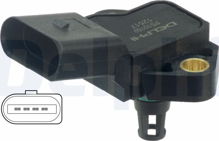 Датчик абсолютного давления (ДАД, MAP) Delphi. Артикул PS10159