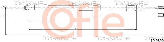 Трос ручника (тросик ручного тормоза) Cofle. Артикул 92.10.9890
