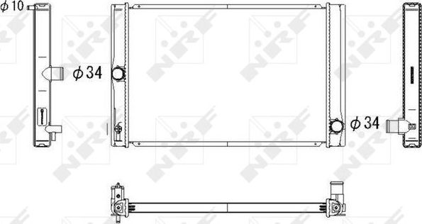 Радиатор охлаждения двигателя NRF (алюминий) для Toyota Corolla E170, E180 2013-2018. Артикул 53764
