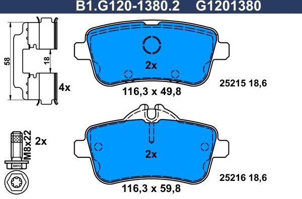 Тормозные колодки Galfer. Артикул B1.G120-1380.2
