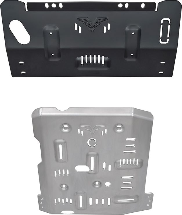 Защита алюминевая Falcon для радиатора, картера, РК, КПП Toyota Land Cruiser 70 (дизель 2.8T/4.5T, со штатной лебедкой) 2016-2023. Артикул 8119387H84B