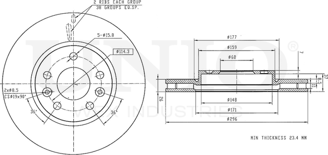 Диск тормозной (Unio). Артикул BRD-20594