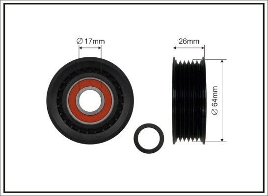 Направляющий (ведущий) ролик приводного поликлинового ремня Caffaro (полимерный материал). Артикул 239-00