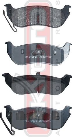 Тормозные колодки Akyoto Packing AKYOTO задние для Jeep Wrangler II (TJ) 1996-2007. Артикул AKD-0981