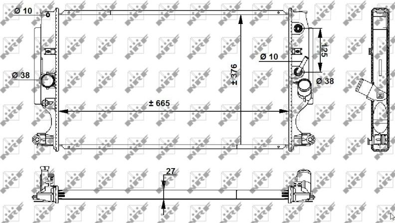 Радиатор охлаждения двигателя NRF (алюминий). Артикул 59202