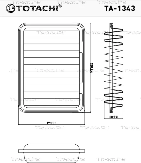 ТОТАЧИ Фильтр воздушный TA-1343 A-1013 17801-21050 MANN C 24005 (Totachi). Артикул TA1343