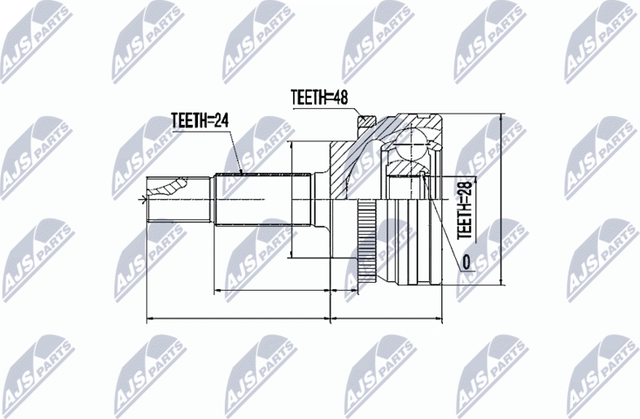 Шрус внутренний (граната) NTY передний правый для Toyota Echo 1999-2005. Артикул NPZ-TY-080