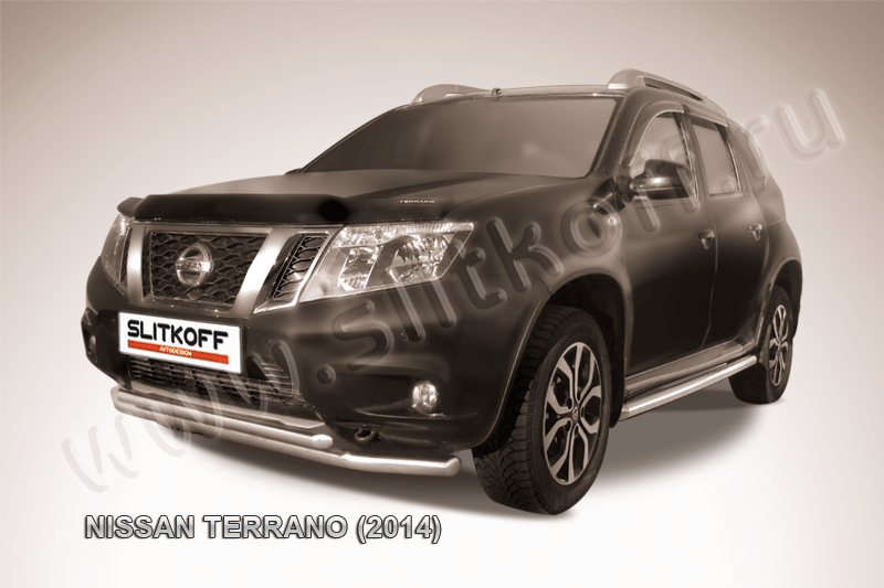 Защита Slitkoff переднего бампера d57/42 двойная для Nissan Terrano III 2014-2026. Артикул NTER14-002