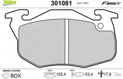Колодки тормозные | перед | (Valeo). Артикул 301081