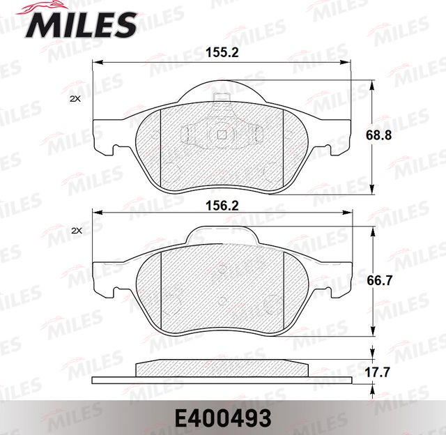 Тормозные колодки Miles (Low-Metallic). Артикул E400493