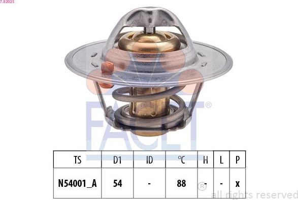 Термостат Facet Made in Italy - OE Equivalent. Артикул 7.8202S