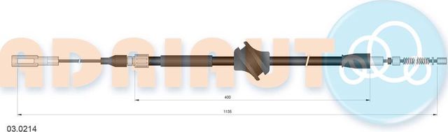 Трос ручника (тросик ручного тормоза) Adriauto задний правый для Audi 90 I (B2) 1984-1987. Артикул 03.0214