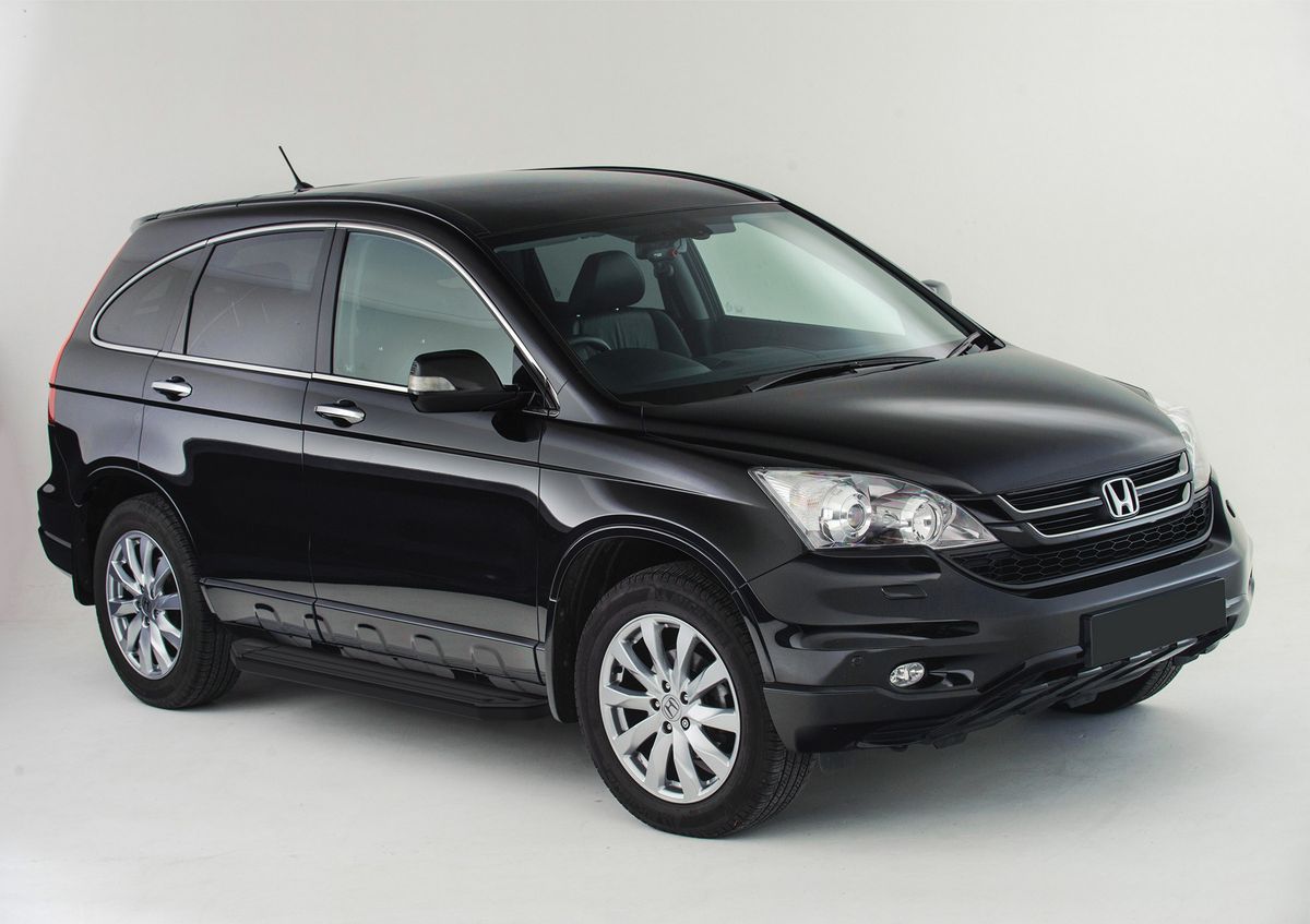 Пороги алюминиевые Rival Premium-Black для Honda CR-V III 2007-2010. Артикул A173ALB.2101.1