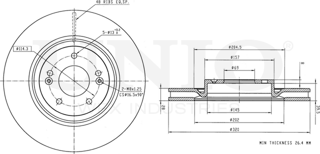 Диск тормозной (Unio). Артикул BRD-20104