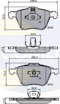 Тормозные колодки Comline Comline передние для Volvo V70 II 1999-2008. Артикул CBP01322