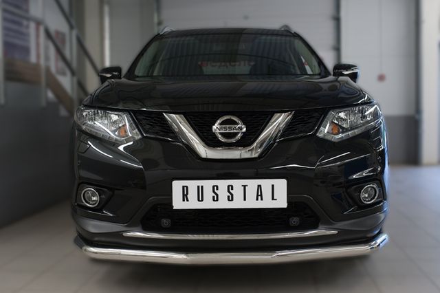Защита RusStal переднего бампера d63 (секции) для Nissan X-Trail T32 2015-2018. Артикул NXZ-002083