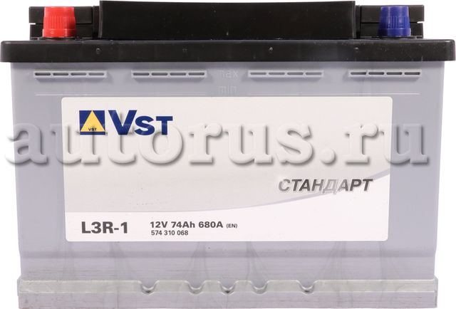 574310068_аккумуляторная батарея! 6СТ-74 74Ah 680A +слева 278x175x190/ (VST). Артикул 574310068