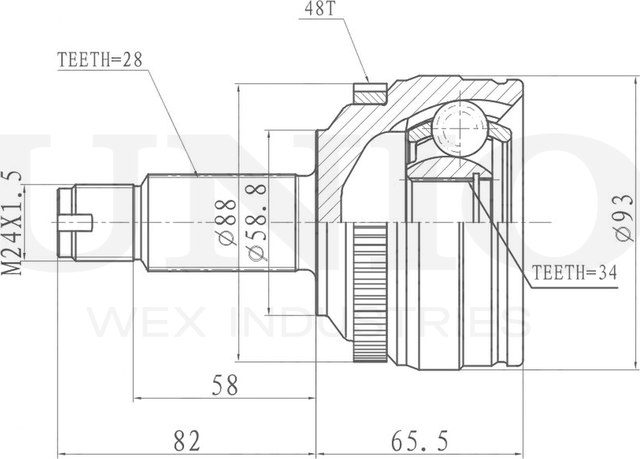 ШРУС наружный (Unio). Артикул CVJ-20029