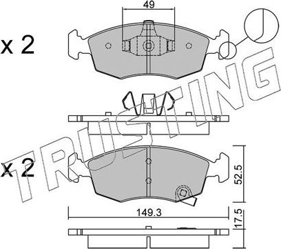 Тормозные колодки Trusting передние для Fiat Panda III 2012-2026. Артикул 283.5