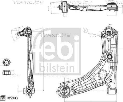 Поперечный рычаг передней подвески Febi Bilstein (Листовая сталь) левый нижний внешний для Citroen C1 II 2014-2026. Артикул 185903