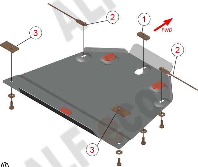 Защита алюминиевая Alfeco для редуктора заднего моста Mercedes-Benz M-Класс (ML320) W163 1997-2005. Артикул ALF.36.10 AL4