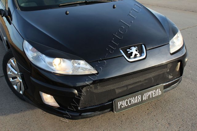 Накладки Русская Артель на передние фары (реснички) для Peugeot 407 2004-2010. Артикул REP407-015100