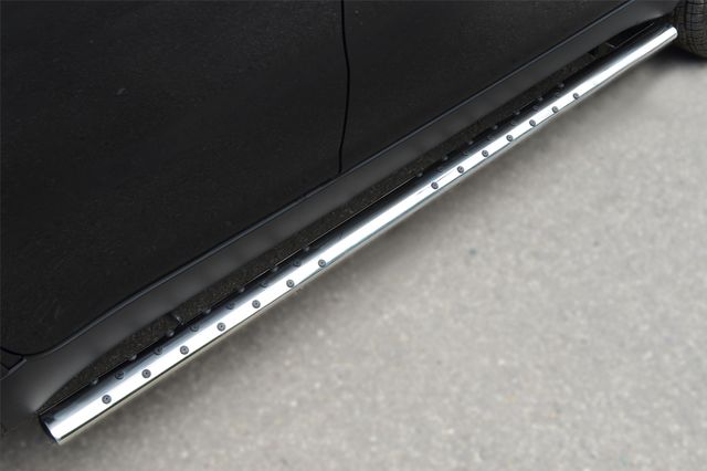 Защита порогов RusStal труба d75/42 (овал) с проступью для SsangYong Actyon II 2010-2013. Артикул SAT-001426