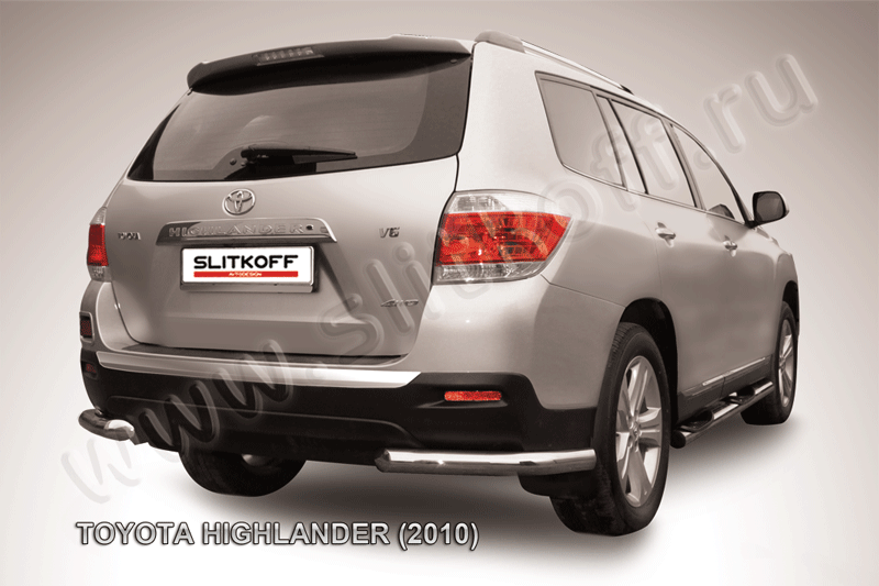 Защита Slitkoff задняя d57 уголки для Toyota Highlander II 2010-2014. Артикул THI016