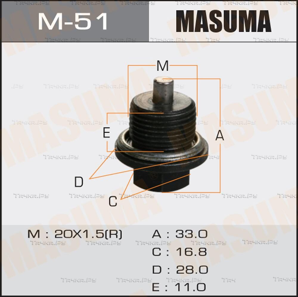 Сливная пробка масляного поддона двигателя Masuma. Артикул M-51