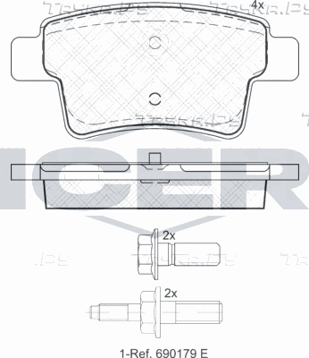 Тормозные колодки Icer задние для Citroen C4 I 2007-2013. Артикул 181853