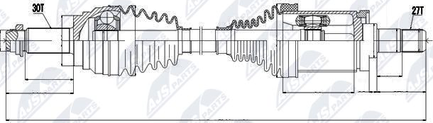 Полуось (привод в сборе, приводной вал) NTY передняя/задняя левая для BMW X6 I (E71) 2008-2014. Артикул NPW-BM-015