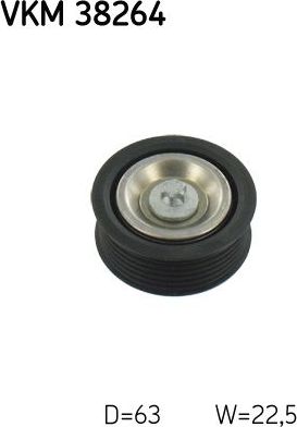 Направляющий (ведущий) ролик приводного поликлинового ремня SKF. Артикул VKM 38264
