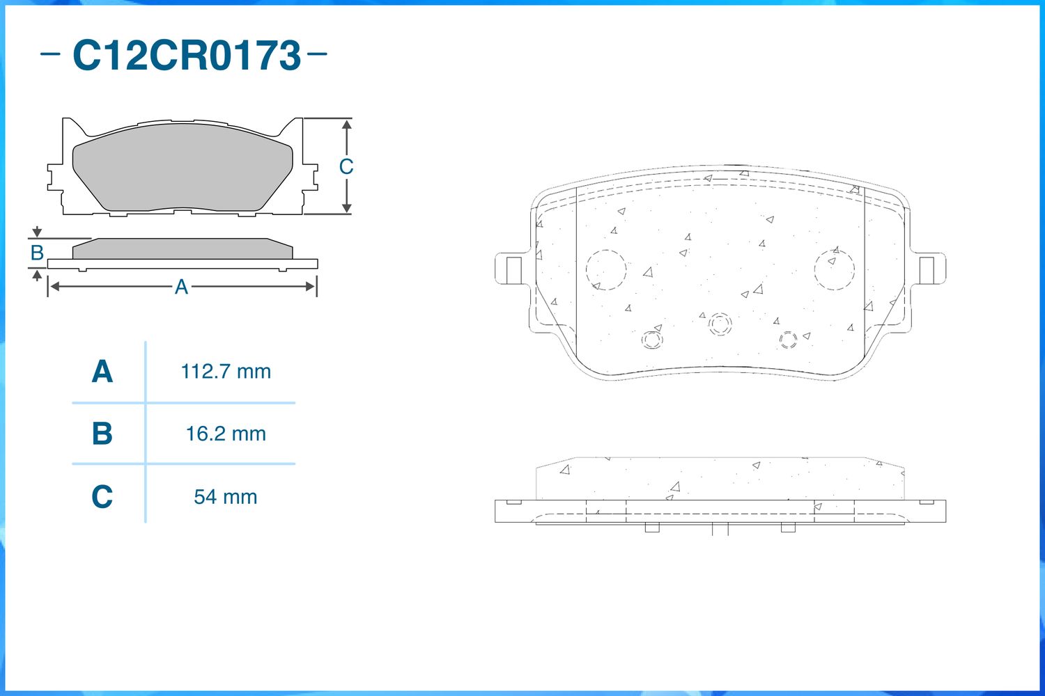 Тормозные колодки задние (Cworks). Артикул C12CR0173