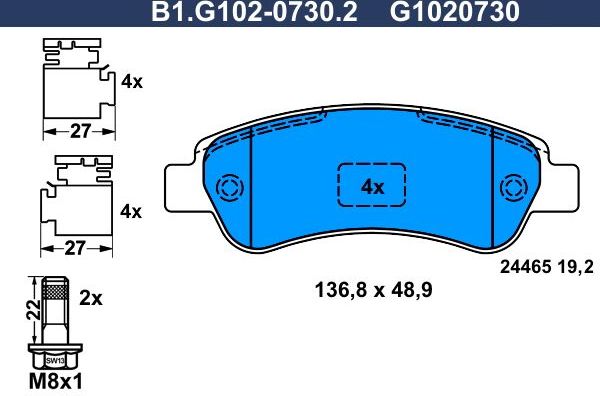Тормозные колодки Galfer. Артикул B1.G102-0730.2