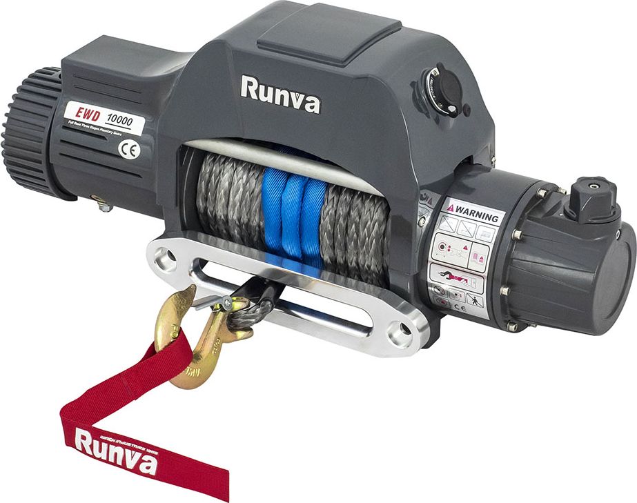 Лебёдка электрическая 12V двухскоростная 10000 lbs 4500 кг (синтетический трос). Артикул EWD10000SR