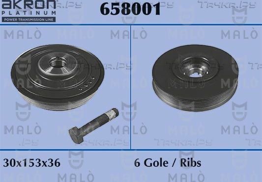 Шкив коленвала Malo для Citroen C5 I 2001-2004. Артикул 658001