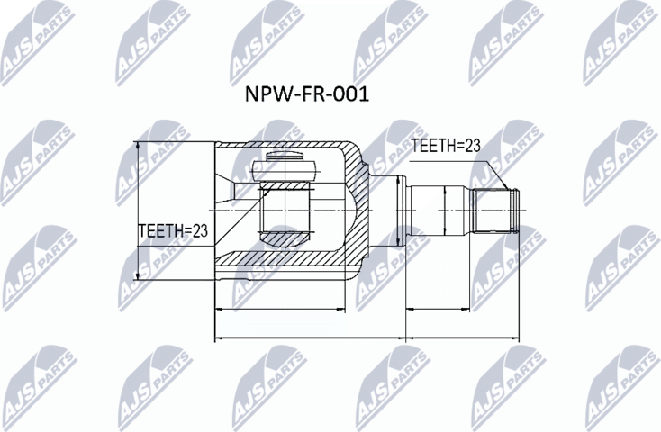 Шрус внутренний (граната) NTY передний левый для Ford Focus II 2004-2012. Артикул NPW-FR-001