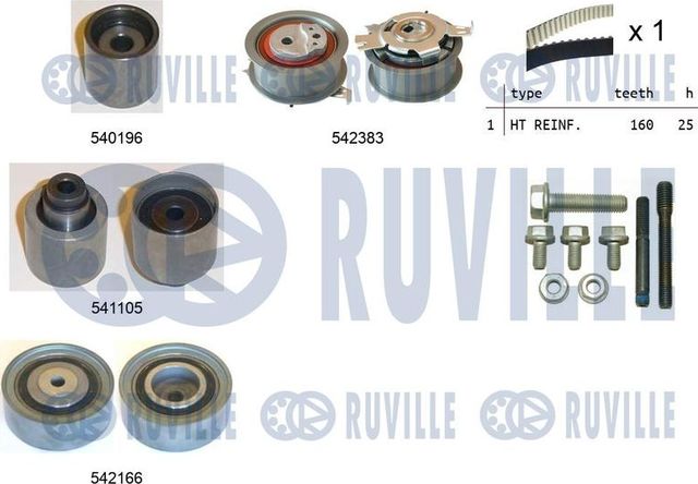 Ремень ГРМ с роликами (комплект) Ruville. Артикул 550333