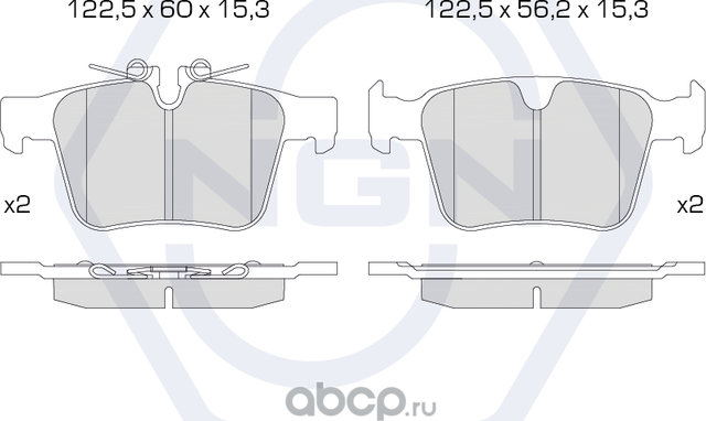 Колодки тормозные керамические, задние (NGN). Артикул 3502451
