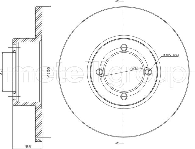 Тормозной диск Metelli передний для Opel Ascona B 1975-1981. Артикул 23-0022