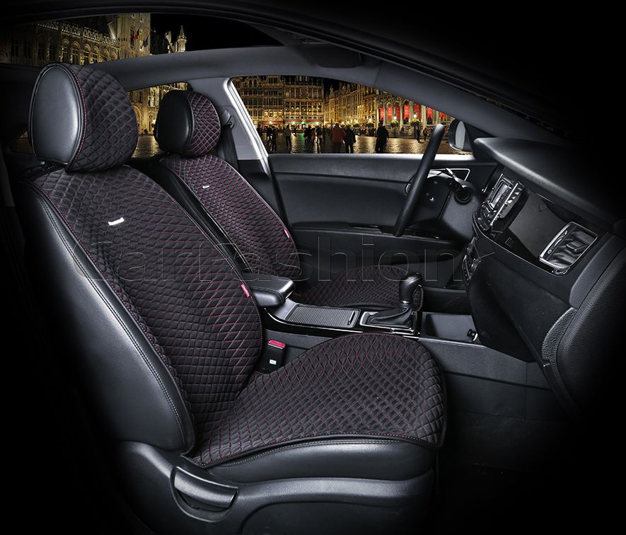 Накидки универсальные CarFashion Palermo на передние сидения авто, цвет Черный/Красный. Артикул 21751