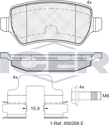Тормозные колодки Icer. Артикул 181622-204
