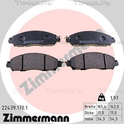 Тормозные колодки Zimmermann передние для Renault Alaskan I 2017-2026. Артикул 22439.170.1
